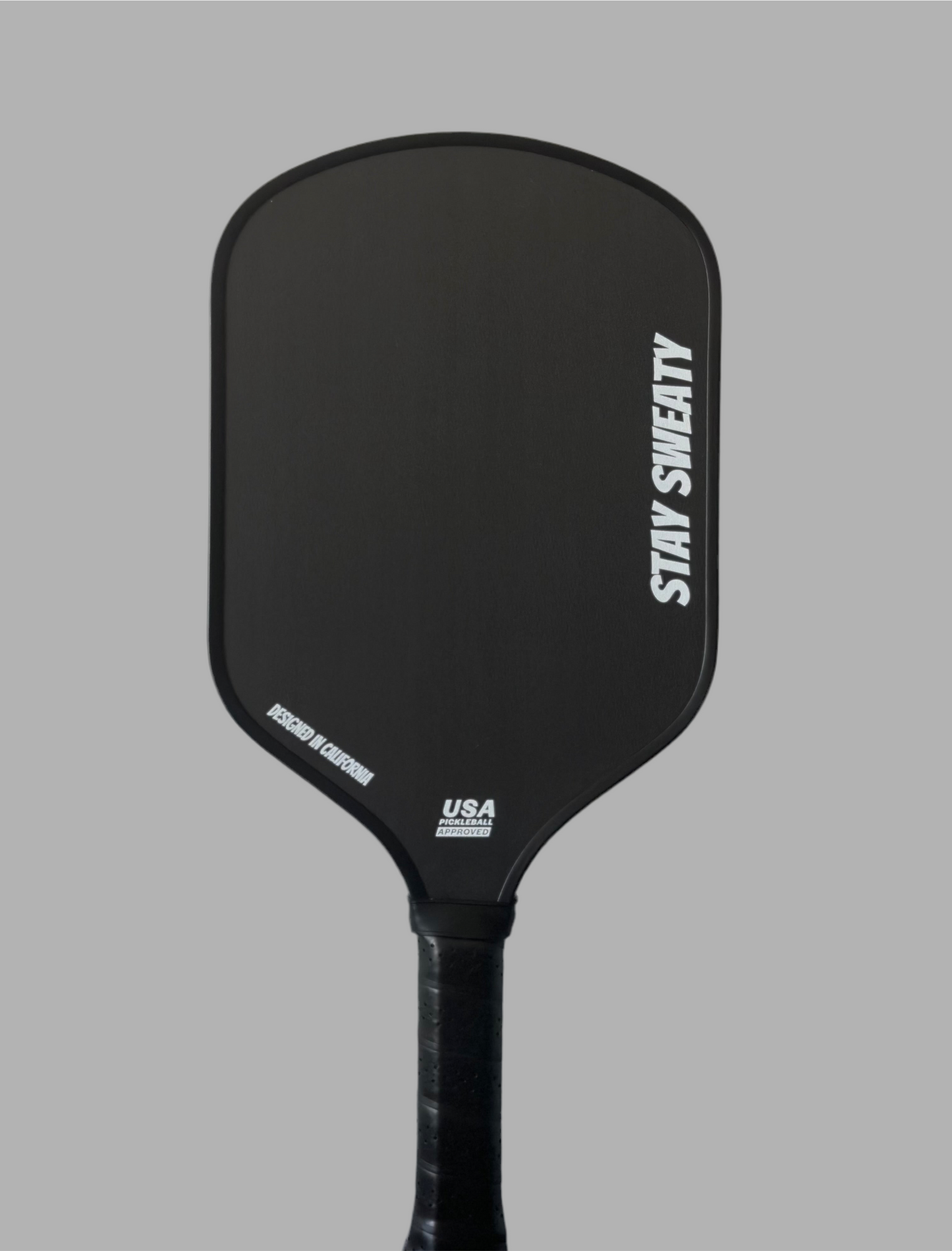 Carbon Fiber Sweaty Pickleball Paddle with funny graphics, back of paddle - Stay Sweaty